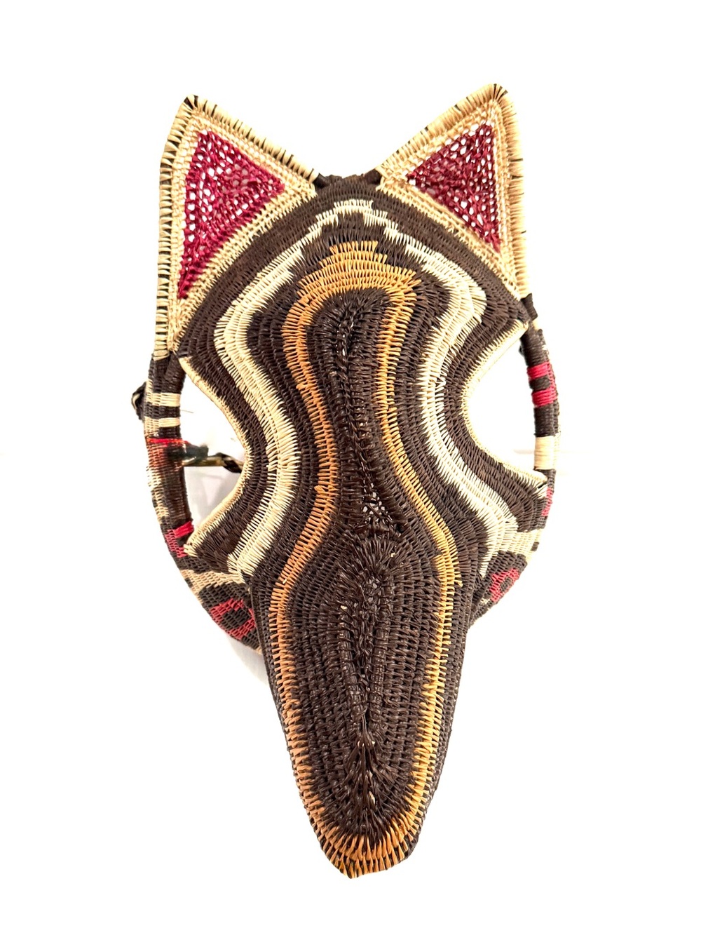 Embera Wounaan Handwoven Palm Fiber Animal Mask Panama Folk Art 10” vintage 80s